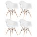 Kit 4 cadeiras Charles Eames Eiffel DAW com braços e pés de madeira clara Branco