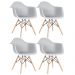 Kit 4 cadeiras Charles Eames Eiffel DAW com braços e pés de madeira clara Cinza-claro