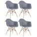 Kit 4 cadeiras Charles Eames Eiffel DAW com braços e pés de madeira clara Cinza-escuro