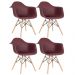 Kit 4 cadeiras Charles Eames Eiffel DAW com braços e pés de madeira clara Marrom