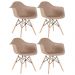 Kit 4 cadeiras Charles Eames Eiffel DAW com braços e pés de madeira clara Marrom café