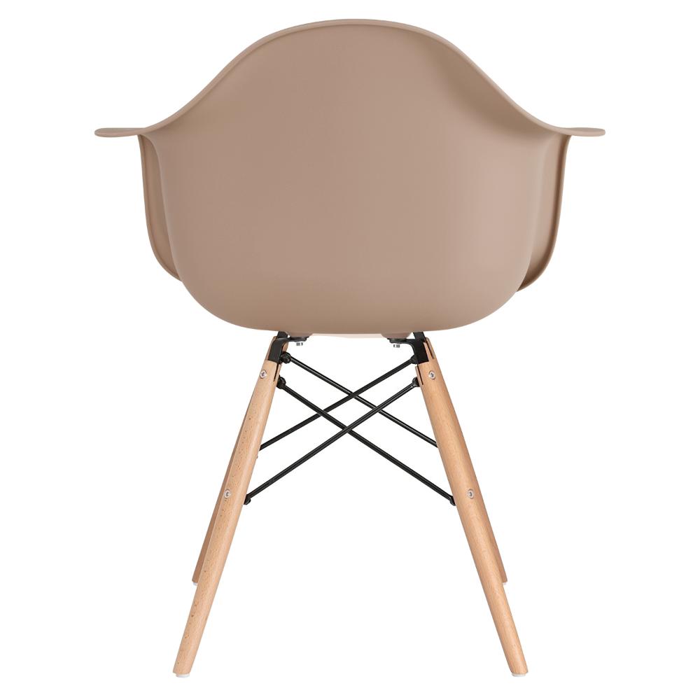Kit 4 cadeiras Charles Eames Eiffel DAW com braços e pés de madeira clara Marrom café