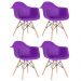 Kit 4 cadeiras Charles Eames Eiffel DAW com braços e pés de madeira clara Roxo