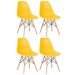 Kit 4 cadeiras Charles Eames Eiffel DSW com pés de madeira clara Amarelo