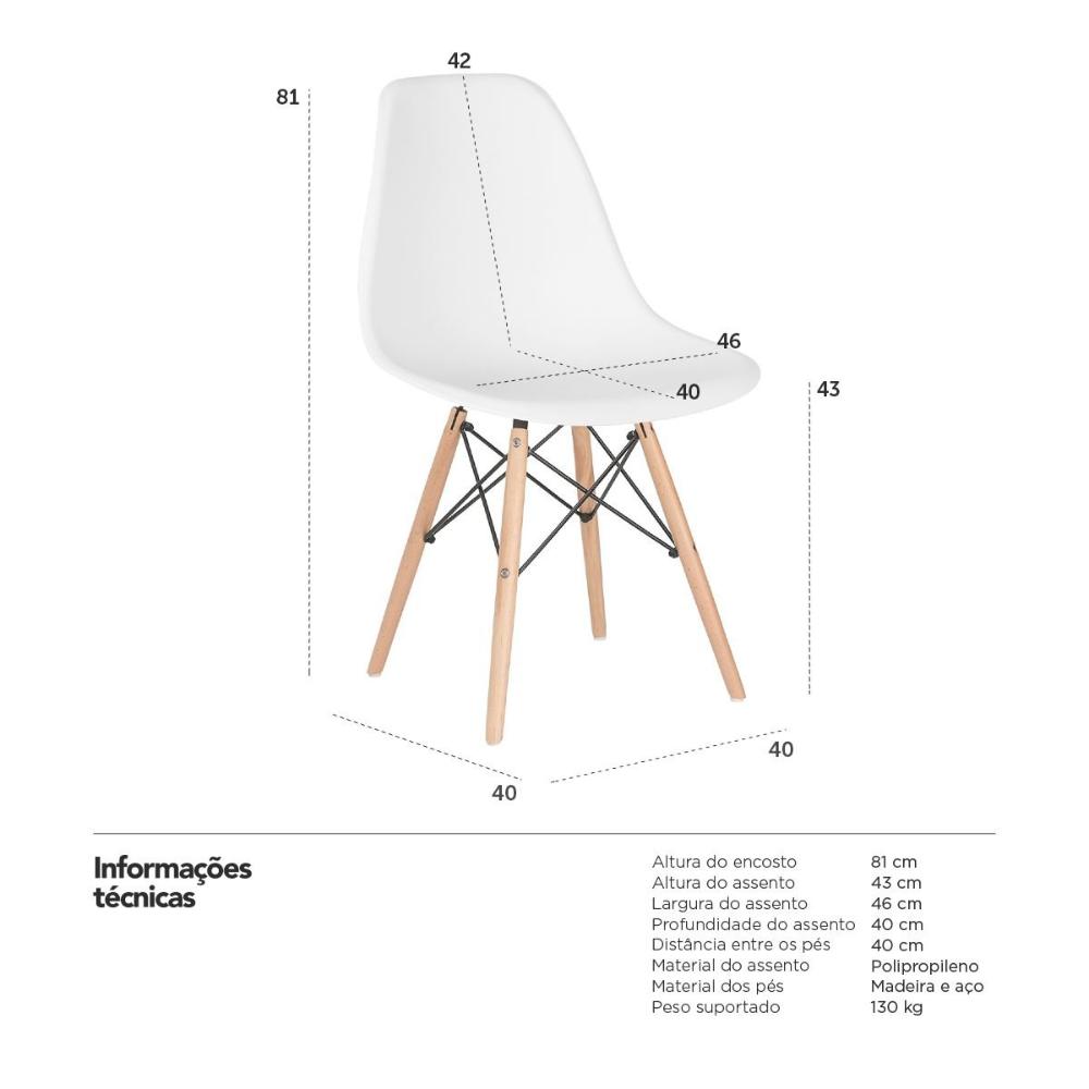 Kit 4 cadeiras Charles Eames Eiffel DSW com pés de madeira clara Azul-escuro