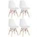 Kit 4 cadeiras Charles Eames Eiffel DSW com pés de madeira clara Branco