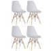 Kit 4 cadeiras Charles Eames Eiffel DSW com pés de madeira clara Cinza claro