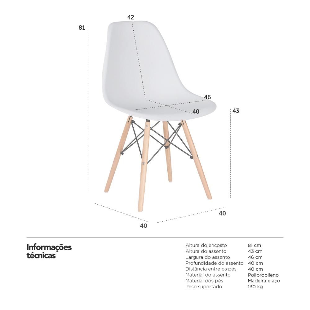 Kit 4 cadeiras Charles Eames Eiffel DSW com pés de madeira clara Cinza claro