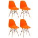Kit 4 cadeiras Charles Eames Eiffel DSW com pés de madeira clara Laranja