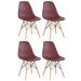 Kit 4 cadeiras Charles Eames Eiffel DSW com pés de madeira clara Marrom