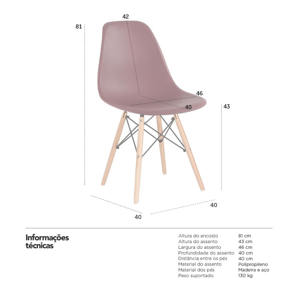 Kit 4 cadeiras Charles Eames Eiffel DSW com pés de madeira clara Marrom