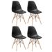 Kit 4 cadeiras Charles Eames Eiffel DSW com pés de madeira clara Preto