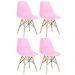 Kit 4 cadeiras Charles Eames Eiffel DSW com pés de madeira clara Rosa claro