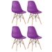 Kit 4 cadeiras Charles Eames Eiffel DSW com pés de madeira clara Roxo