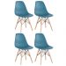 Kit 4 cadeiras Charles Eames Eiffel DSW com pés de madeira clara Turquesa