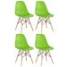 Kit 4 cadeiras Charles Eames Eiffel DSW com pés de madeira clara Verde claro