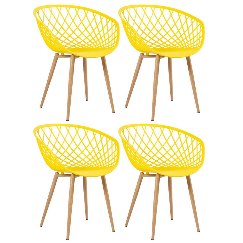 Kit 4 cadeiras Clarice Nest Sidera com apoio de braços Amarelo