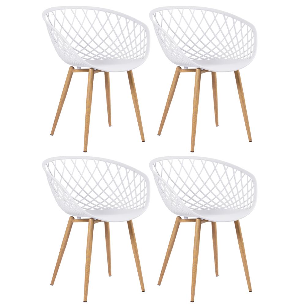 Kit 4 cadeiras Clarice Nest Sidera com apoio de braços Branco
