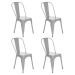 Kit 4 cadeiras Iron Tolix design industrial cozinha bar prata Prata