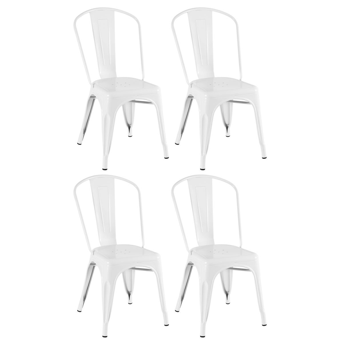 Kit 4 cadeiras Iron Tolix design indutrial jantar cozinha Branco