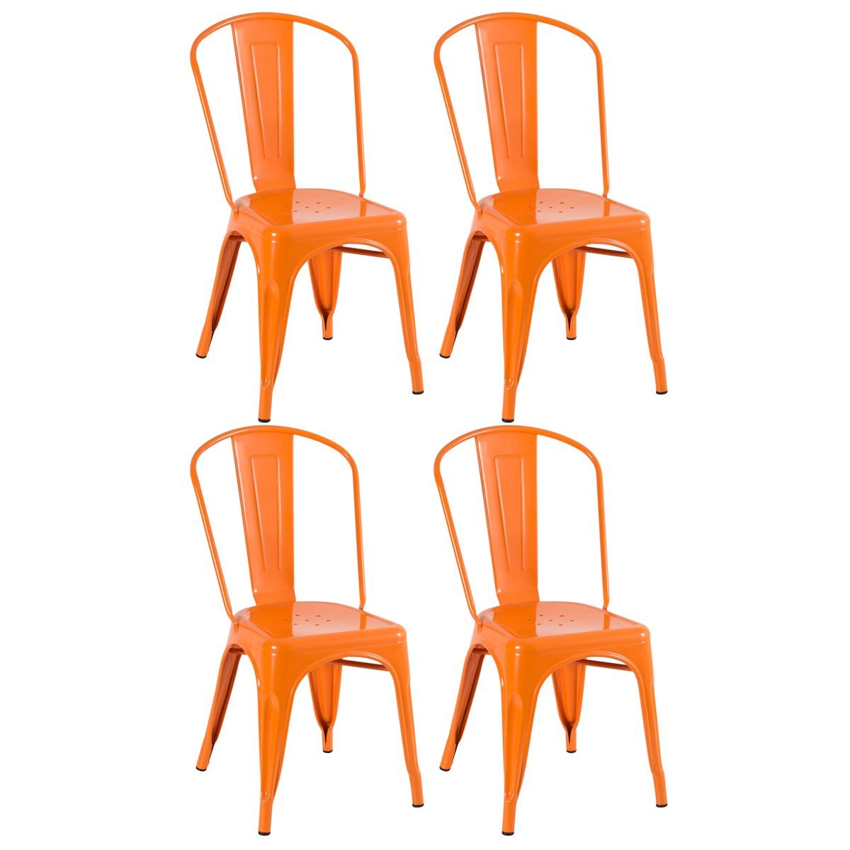 Kit 4 cadeiras Iron Tolix design indutrial jantar cozinha Laranja