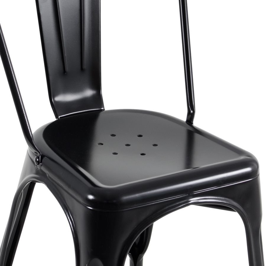 Kit 4 cadeiras Iron Tolix design indutrial jantar cozinha Preto semibrilho