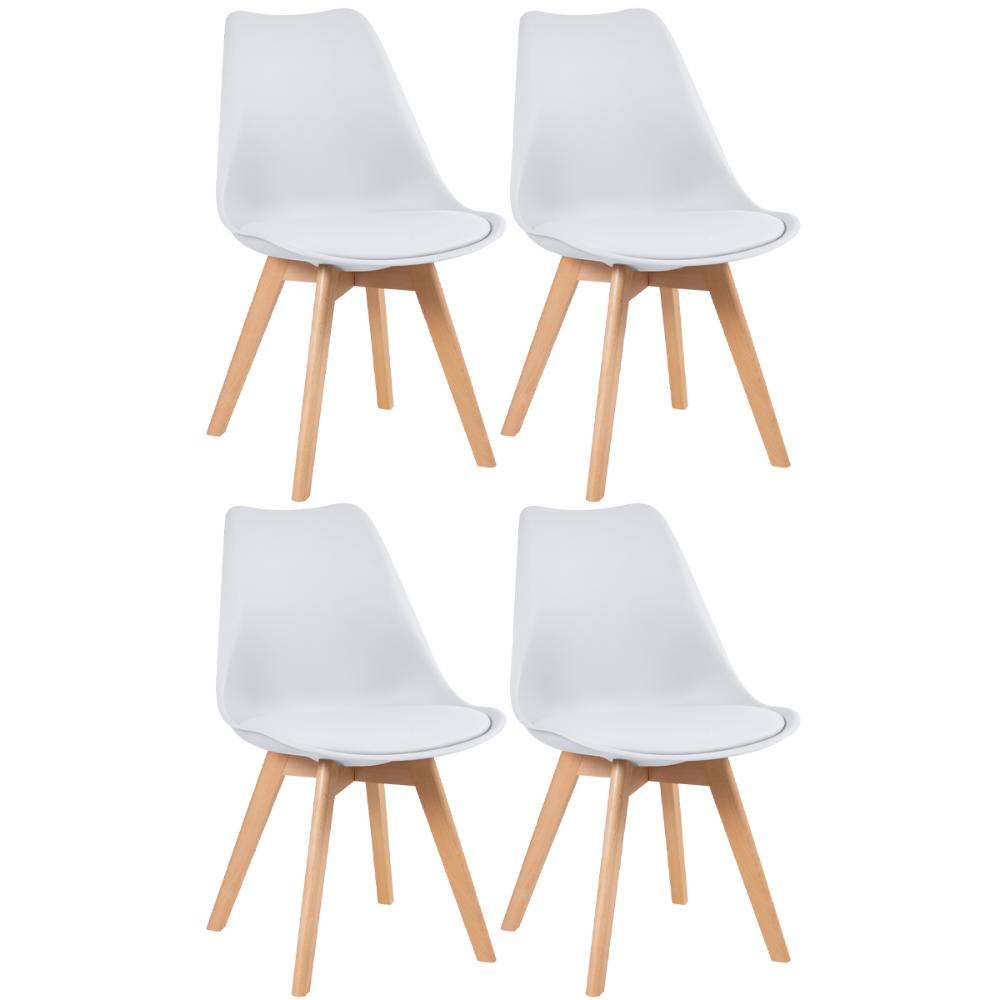 Kit 4 cadeiras Leda com assento estofado Branco