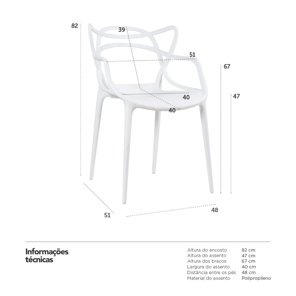 Kit 4 cadeiras Masters Allegra Branco nacional