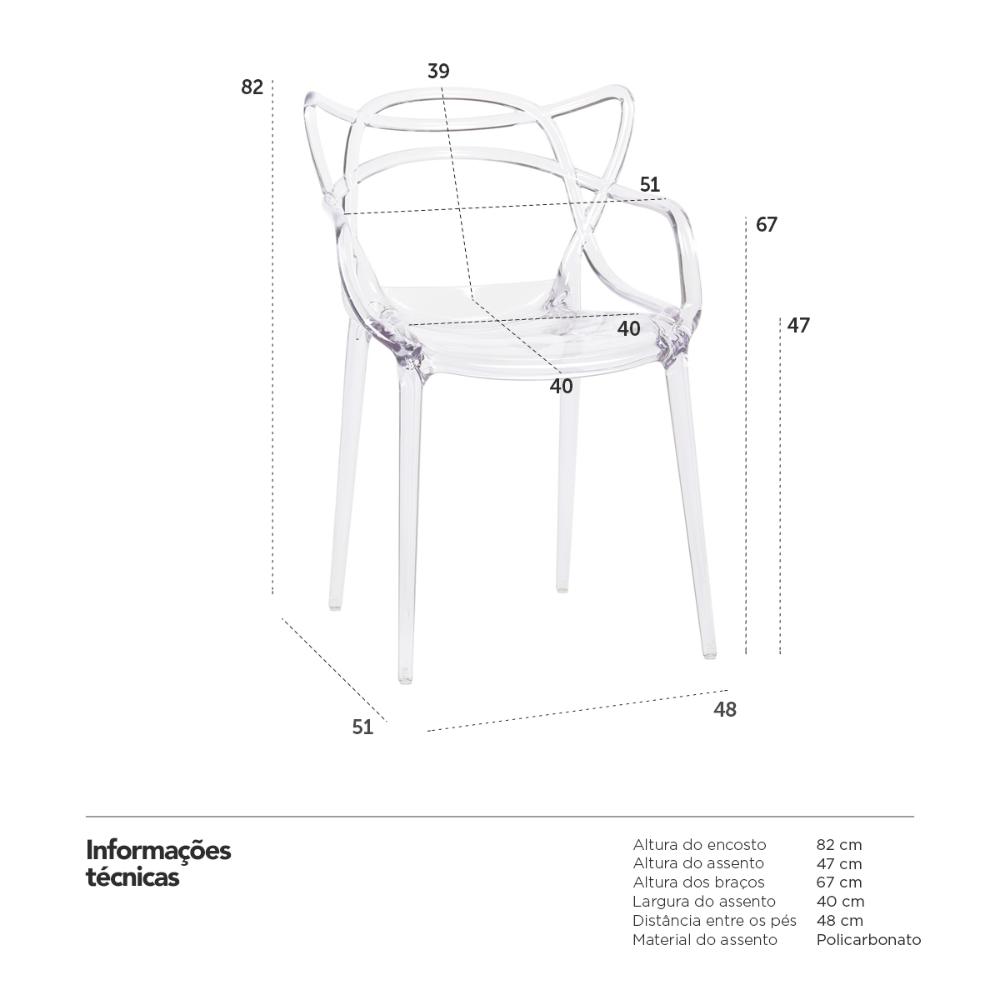 Kit 4 cadeiras Masters Allegra Incolor Transparente