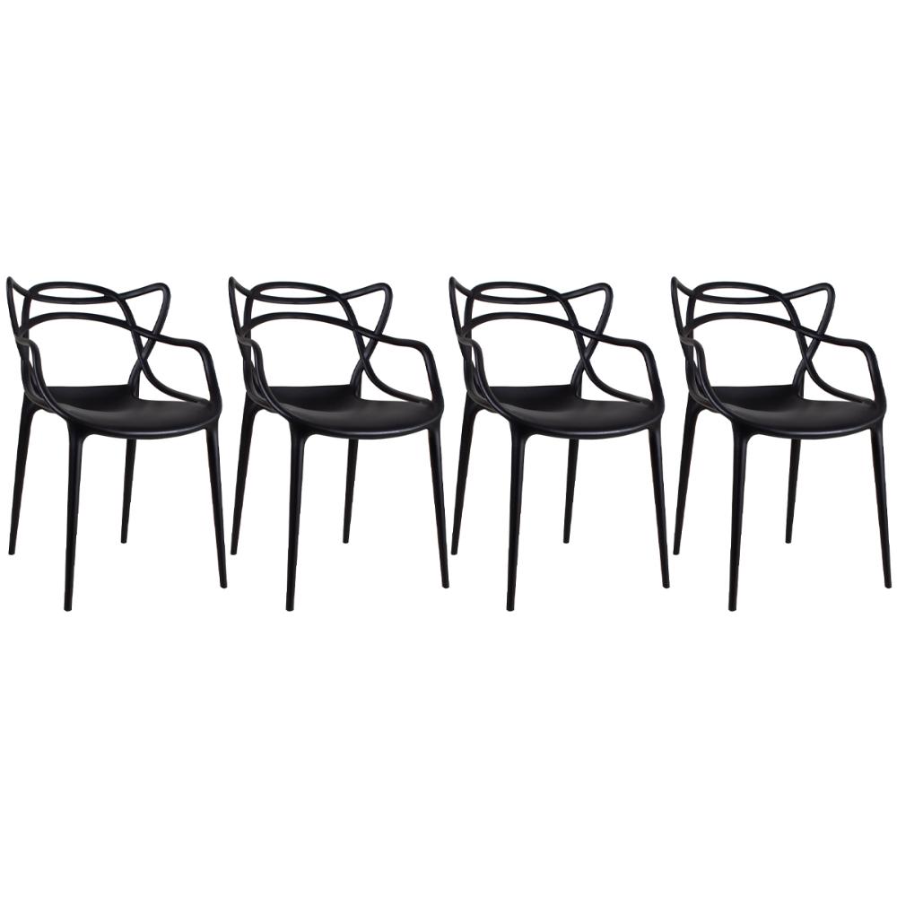 Kit 4 cadeiras Masters Allegra Preto