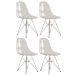 Kit 4 cadeiras acrílicas Charles Eames Eiffel DKR com base de metal cromado Incolor