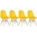 Kit 4 cadeiras estofadas Charles Eames Eiffel Botonê com pés de madeira clara Amarelo