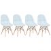 Kit 4 cadeiras estofadas Charles Eames Eiffel Botonê com pés de madeira clara Azul claro