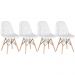 Kit 4 cadeiras estofadas Charles Eames Eiffel Botonê com pés de madeira clara Branco