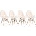 Kit 4 cadeiras estofadas Charles Eames Eiffel Botonê com pés de madeira clara Creme