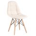 Kit 4 cadeiras estofadas Charles Eames Eiffel Botonê com pés de madeira clara Creme
