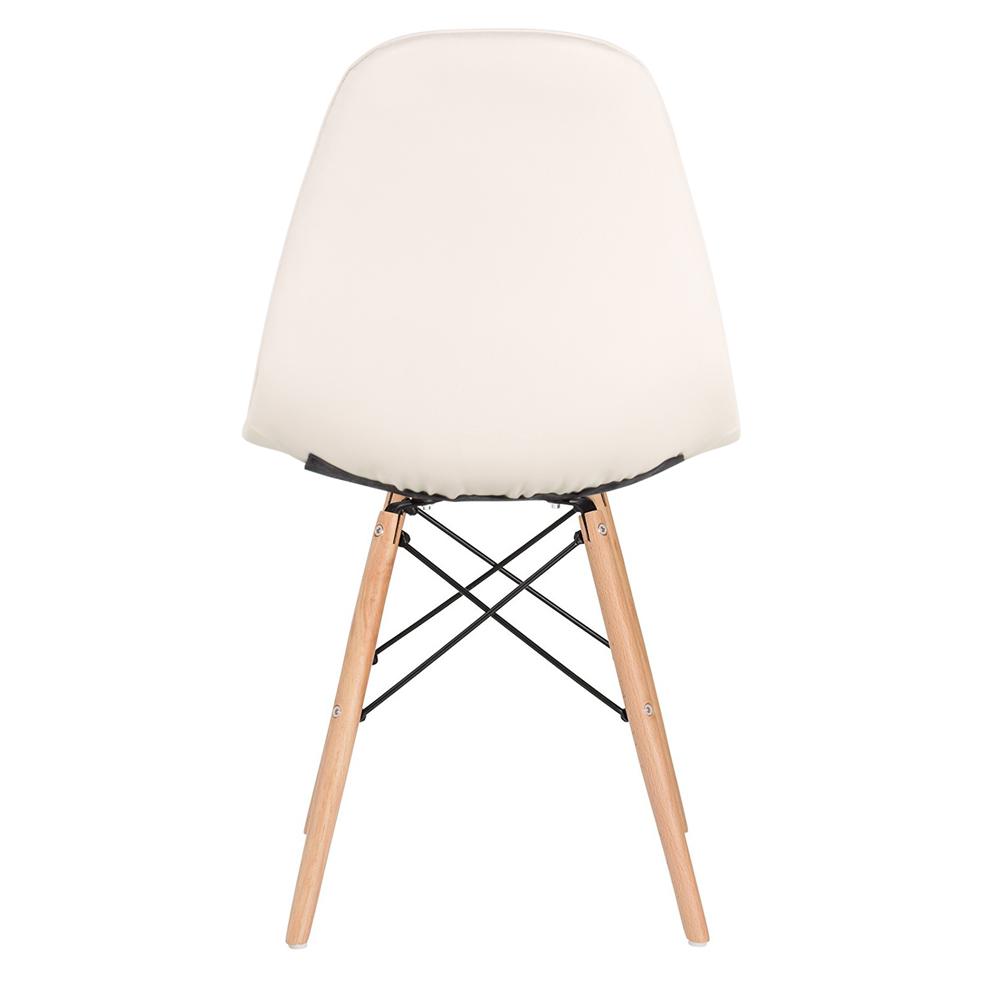 Kit 4 cadeiras estofadas Charles Eames Eiffel Botonê com pés de madeira clara Creme
