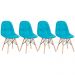 Kit 4 cadeiras estofadas Charles Eames Eiffel Botonê com pés de madeira clara Tiffany