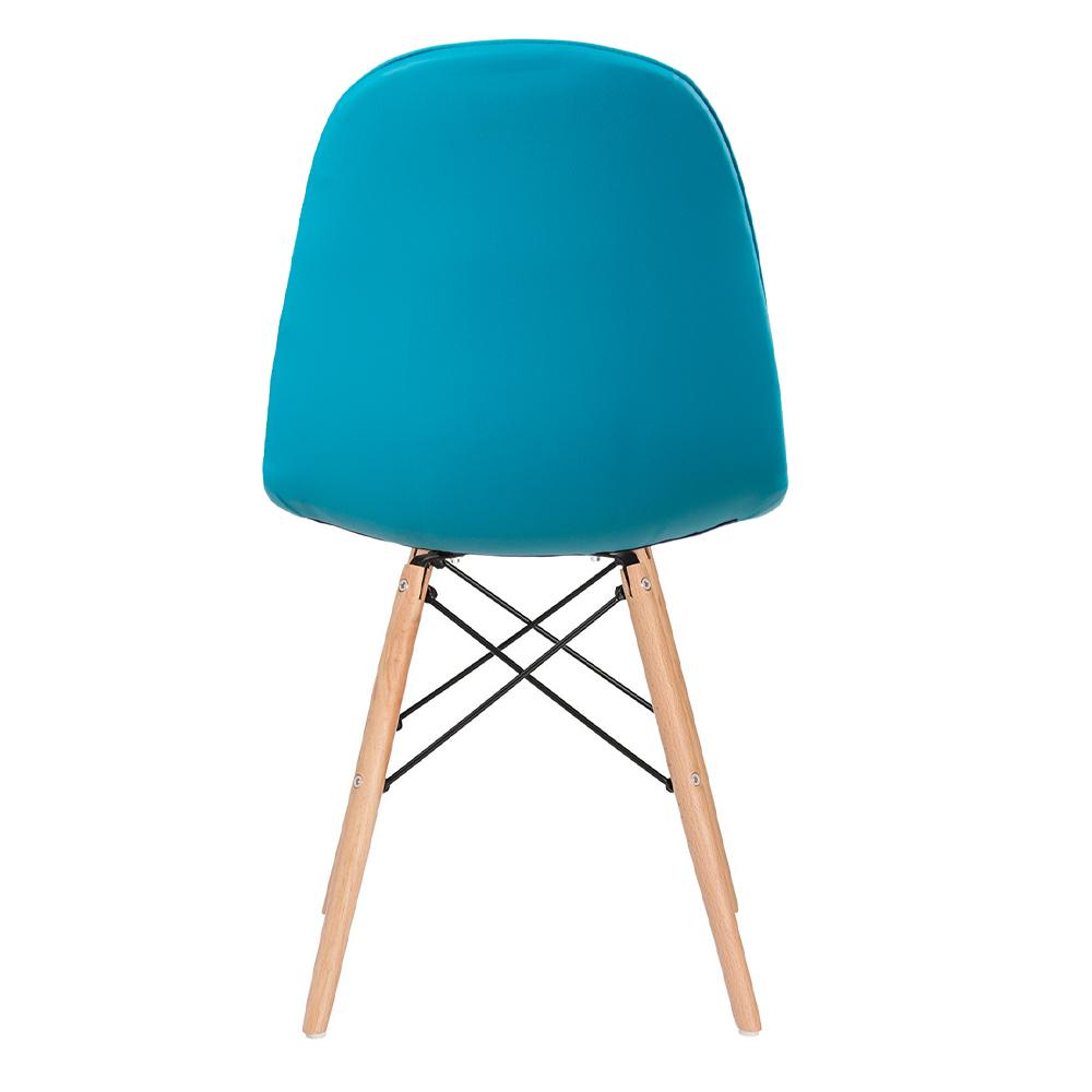 Kit 4 cadeiras estofadas Charles Eames Eiffel Botonê com pés de madeira clara Tiffany