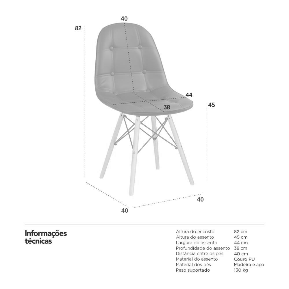 Kit 4 cadeiras estofadas Charles Eames Eiffel Botonê com pés de madeira clara Verde escuro