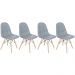 Kit 4 cadeiras estofadas Charles Eames Eiffel Botonê com pés de madeira clara Verde escuro