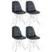 Kit 4 cadeiras estofadas Charles Eames Eiffel Botonê com pés de metal cromado Preto