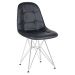 Kit 4 cadeiras estofadas Charles Eames Eiffel Botonê com pés de metal cromado Preto