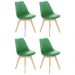 Kit 4 cadeiras jantar cozinha Leda Eames com assento estofado Verde bandeira