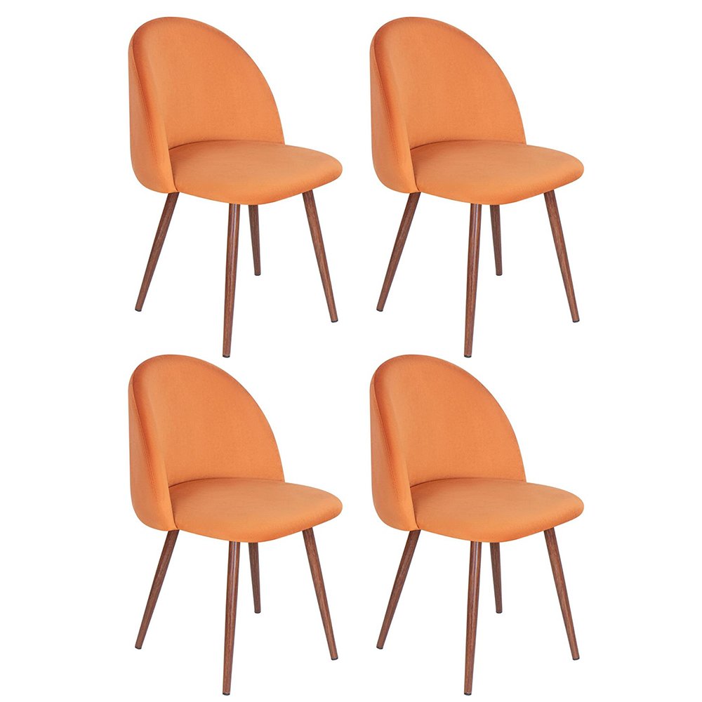 Kit 4 cadeiras jantar estofada Maite Sedona veludo Pêssego