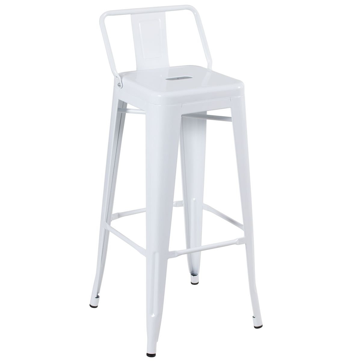 Kit 5 banquetas altas Iron Tolix com encosto 76 cm Branco