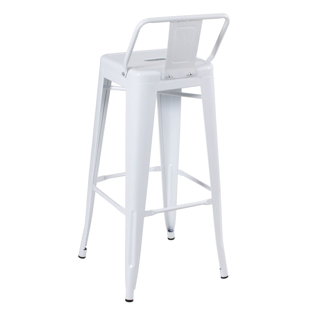 Kit 5 banquetas altas Iron Tolix com encosto 76 cm Branco