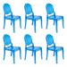 Kit 6 Cadeiras de jantar Elizabeth Ghost acrílica transparente - Azul Translucido