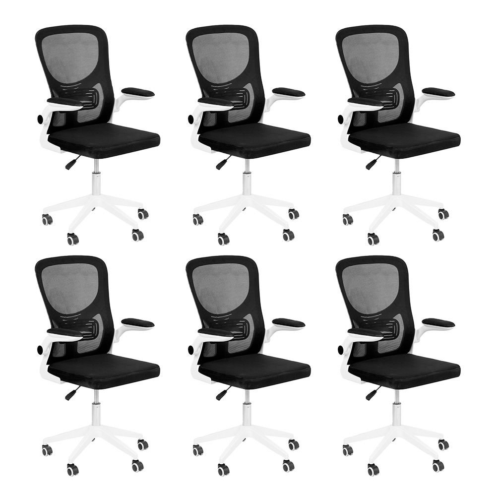 Kit 6 Cadeiras escritório rodizio office Bytes Preto