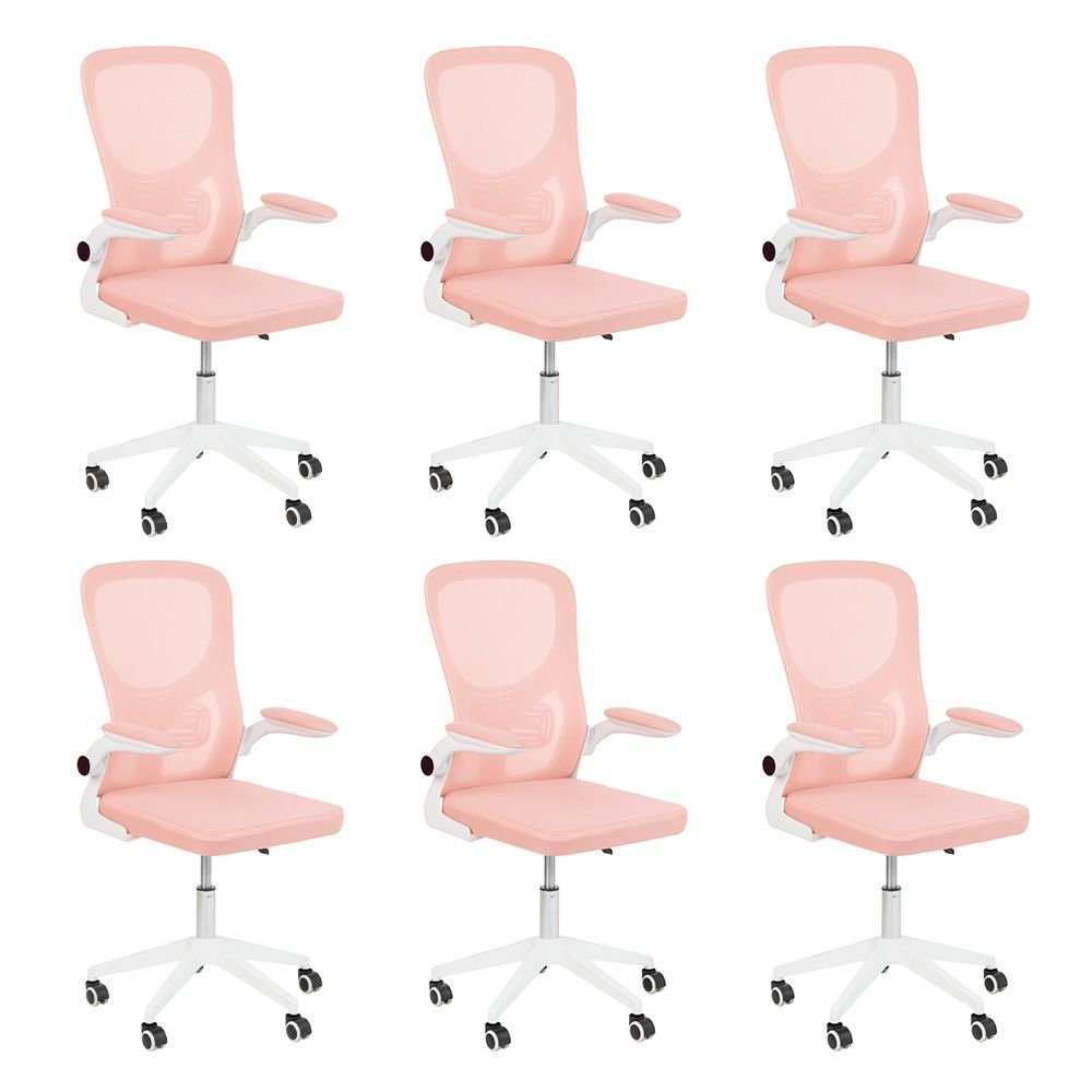 Kit 6 Cadeiras escritório rodizio office Bytes Rosa claro
